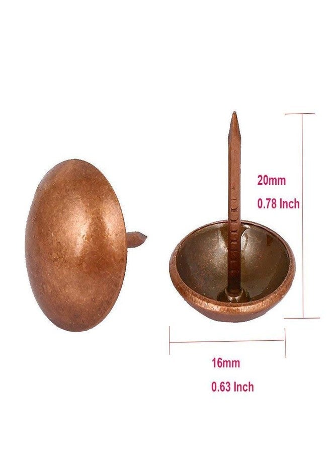 Sydien Round Head Upholstery Nail Decorative Tacks for Furniture 100 Pcs -Copper Tone (16mm x 20mm) - Image 2